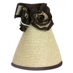 Straw Visor Hats - Foldable Accent With Matching Flowers - Natural - HT-5250NT